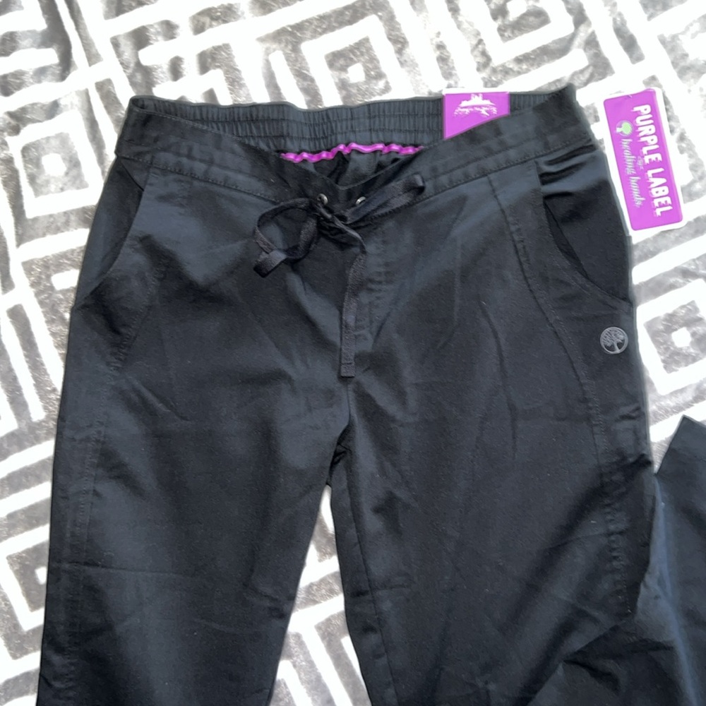 Purple Label Small Petite SP black scrub pants NWT